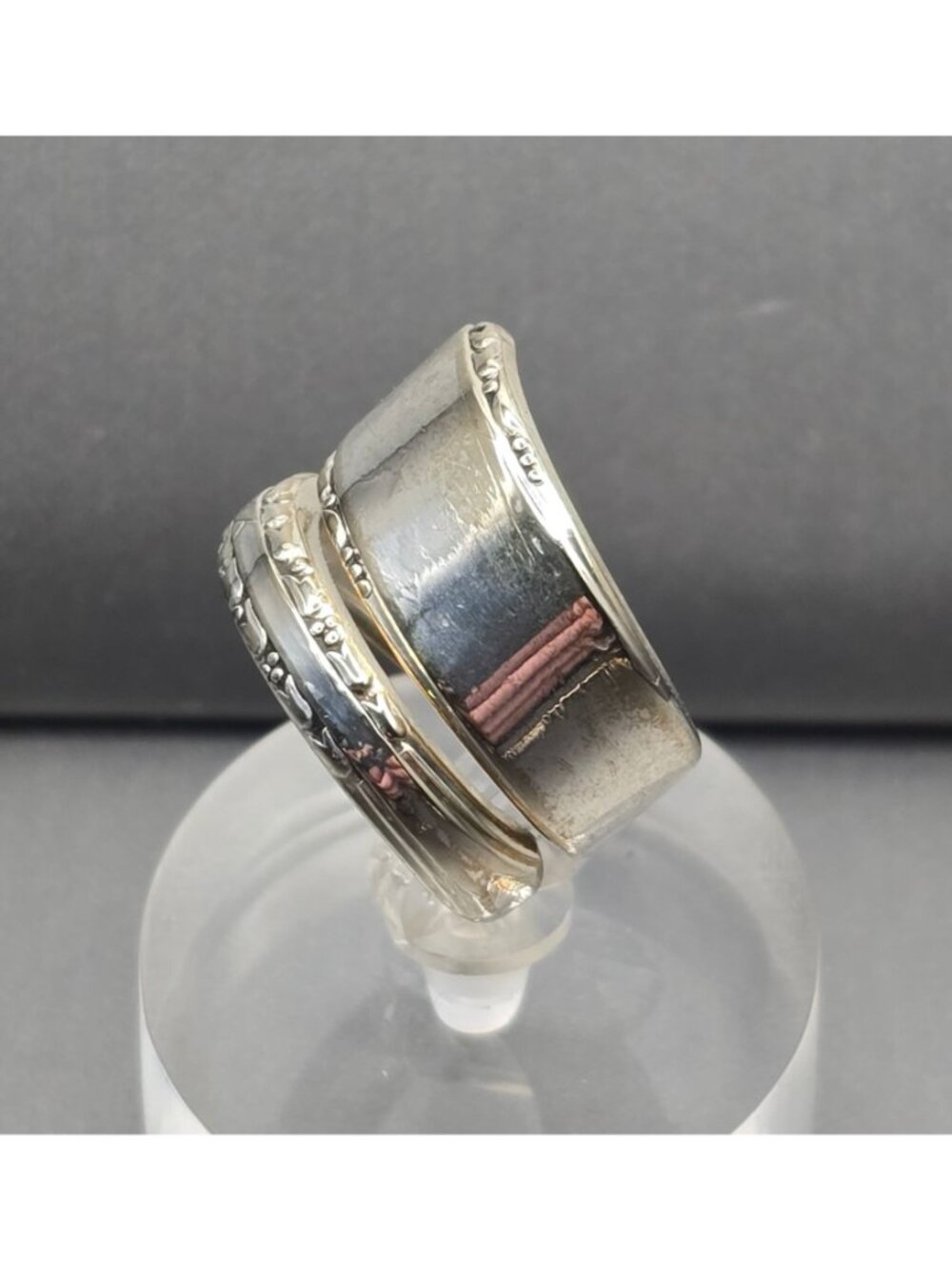 Vintage Oneida Silver Spoon Ring Size 6 Romford Floral Bypass Band 1939 - Picture 3 of 10